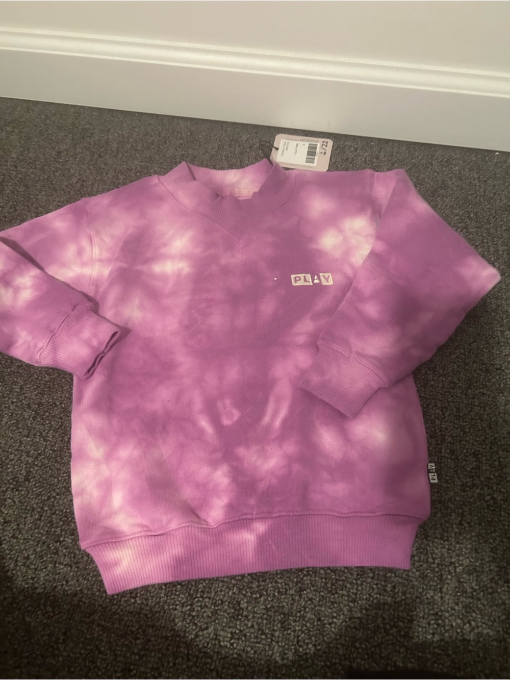 Smocked Ruffle Shoulder Girls' top in Pastel purple tie-dye